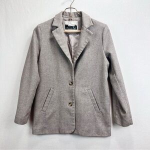 AE American Eagle Wool Blend Blazer Size Small Gray Cream Academia Preppy